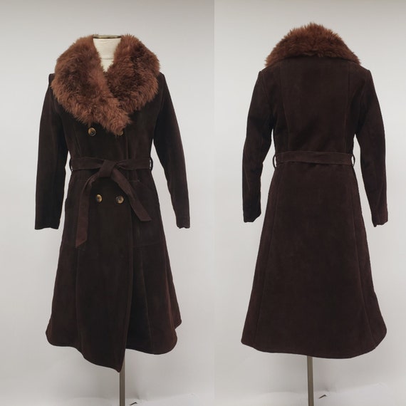 70s vintage suede and shearling coat S - Penny La… - image 1