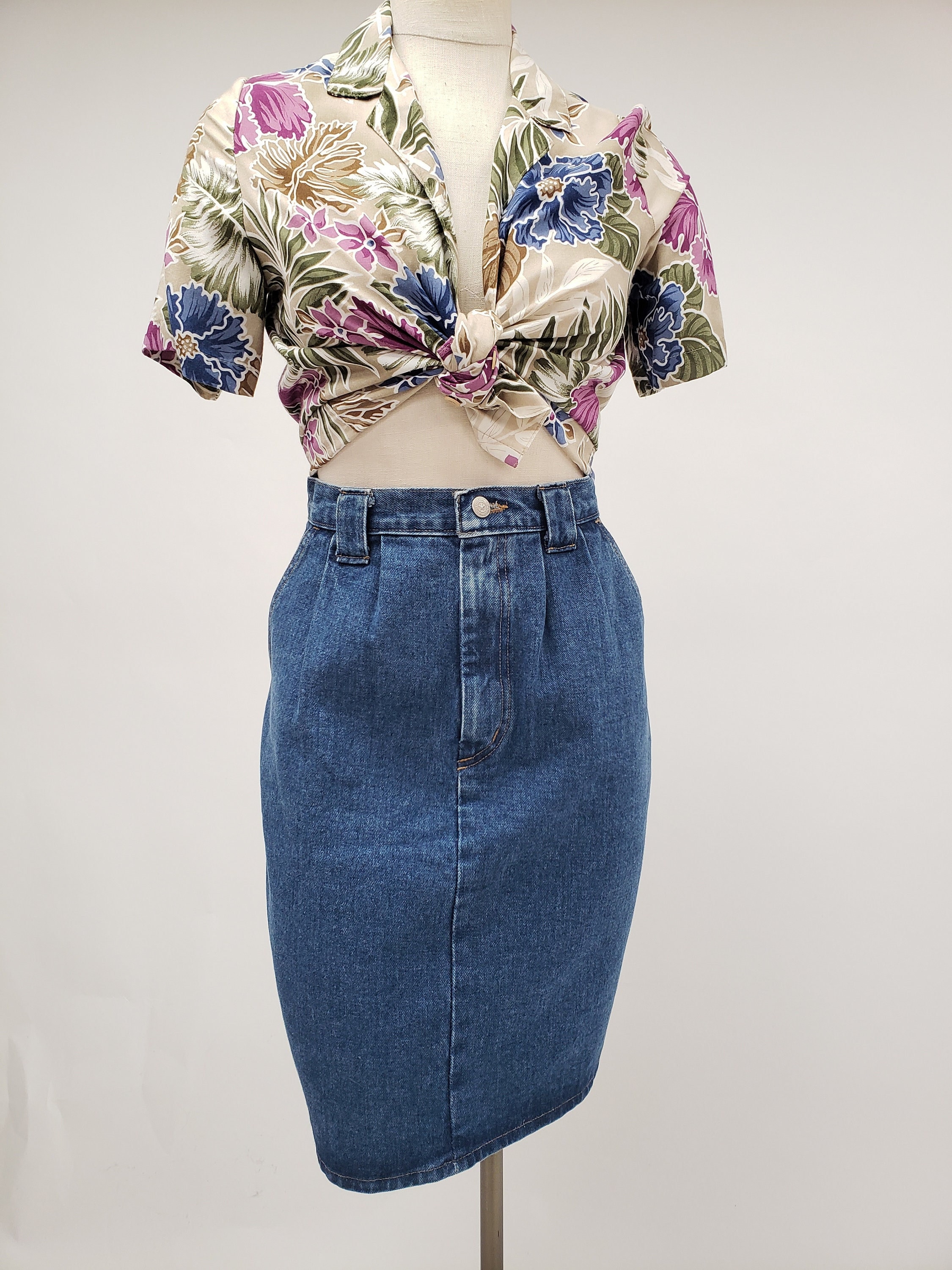 スカート Vintage Vivaldi blue denim pencil skirt スカート Vintage Vivaldi blue denim pencil skirt Vintage
