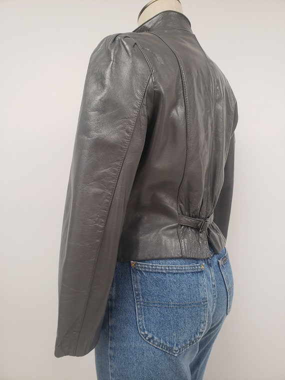 Cleaned Leather - Gray vintage leather blazer jac… - image 7