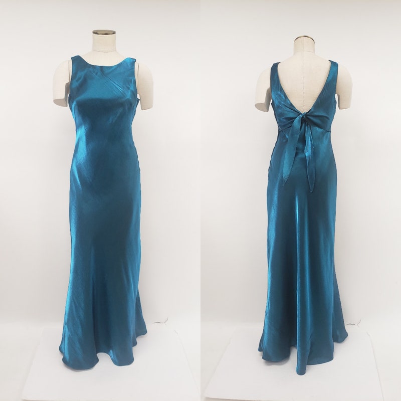 Vintage 90s Formal Dress Liquid Satin Iridescent Mermaid Silhouette, Y2K Evening Gown main image 0