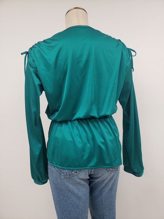 70s vintage shirt- Size S M - Drapey Boho Top - L… - image 7