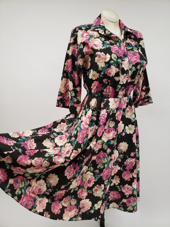 Beautiful rose print vintage dress - 80s - 90s vi… - image 7