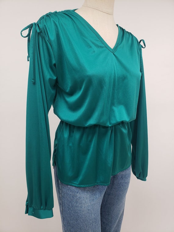 70s vintage shirt- Size S M - Drapey Boho Top - L… - image 3