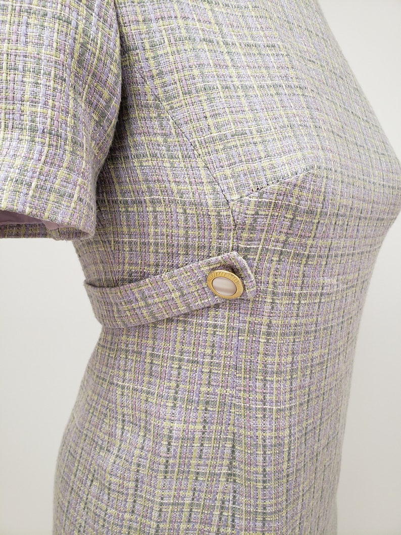 4. pastel Mini dress Size small tweed 90s Vintage--Lavender /& Sage