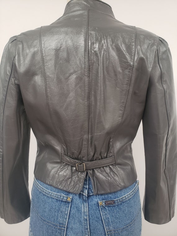 Cleaned Leather - Gray vintage leather blazer jac… - image 6