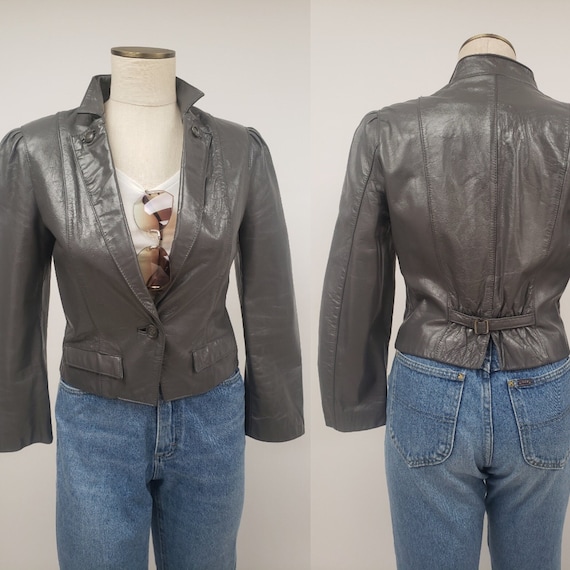 Cleaned Leather - Gray vintage leather blazer jac… - image 1