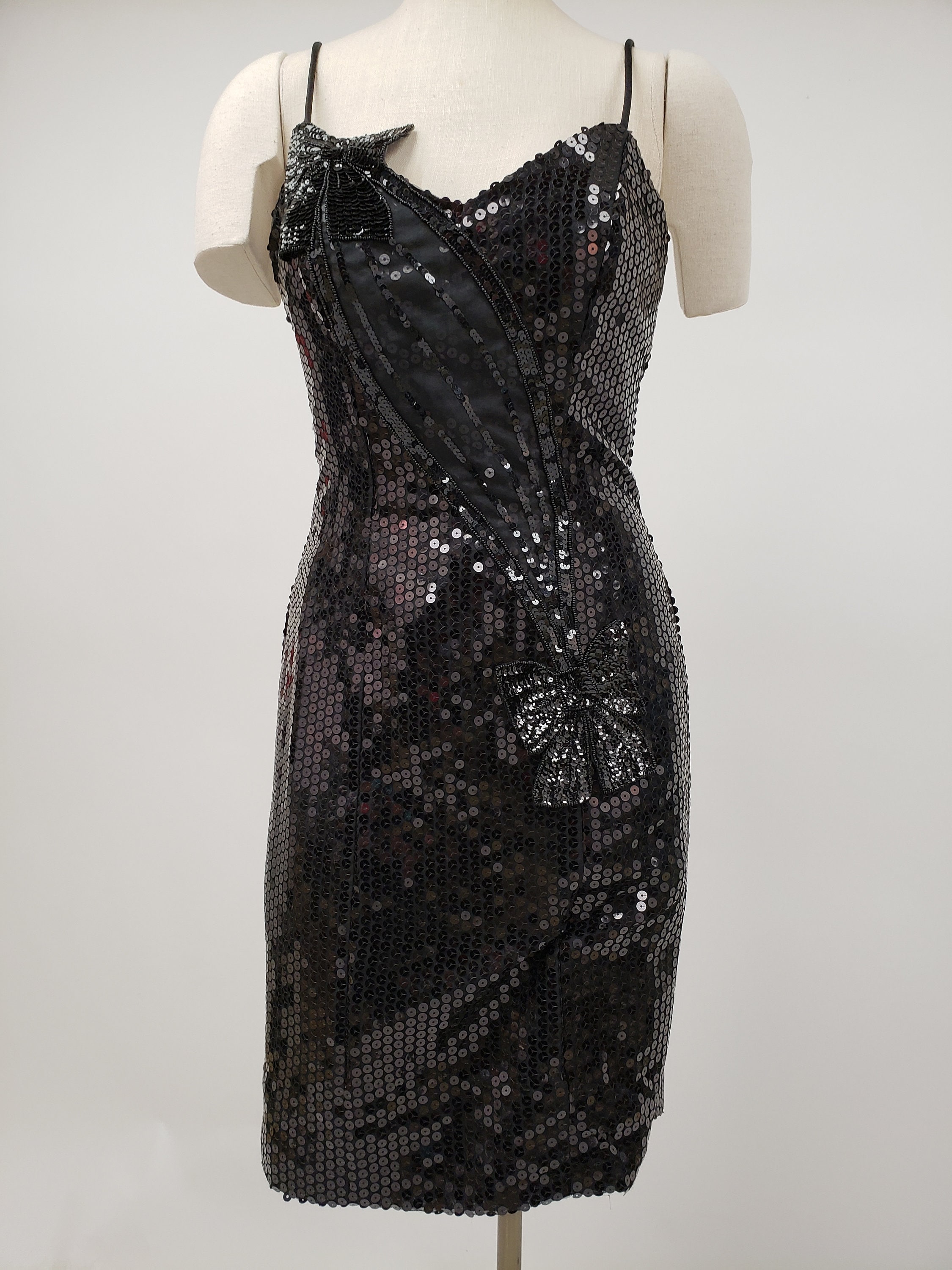 slim fit dress slacks Gold 1970s Sequined Halter Dress main image 1