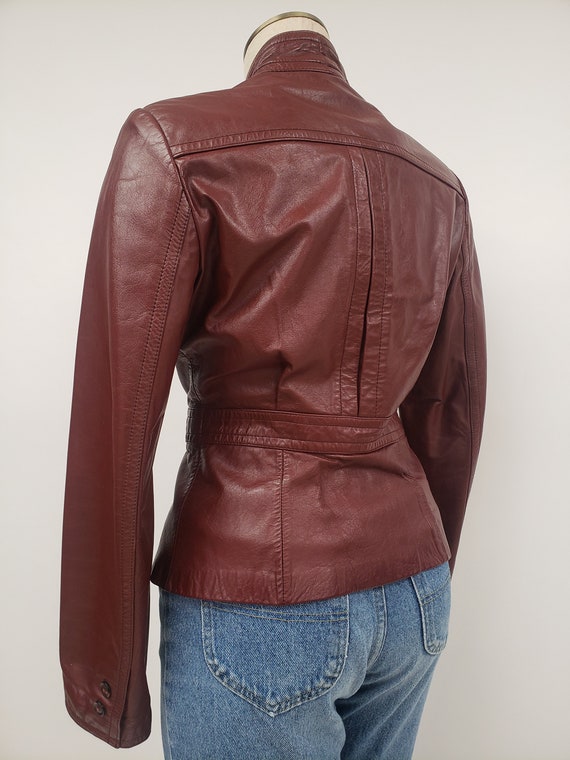 Cleaned leather- 70s vintage leather jacket Small… - image 6