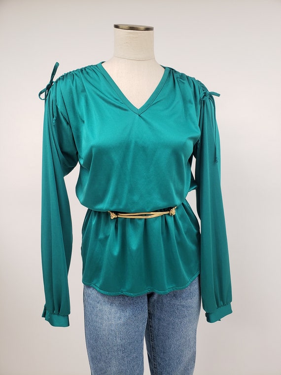 70s vintage shirt- Size S M - Drapey Boho Top - L… - image 10