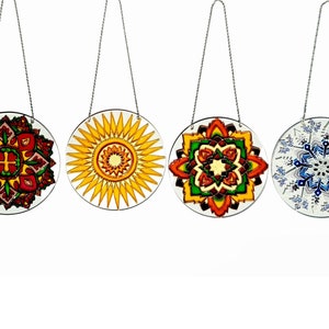 Four Seasons wall art, wall hanging suncatcher, Mandala Suncatcher, four seasons  art, hand painted Acrylic plexiglass