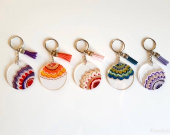 Mandala-sleutelhangers, sleutelhanger mandala-bedel, gepersonaliseerde sleutelhanger, mandala-cadeau
