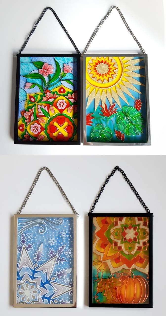 Four Seasons wall art wall hanging suncatcher Mandala Etsy