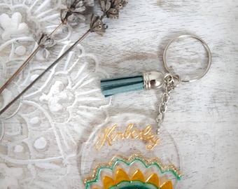 Sleutelhangerbedel mandala, mandala-sleutelhanger, mandala-hanger, mandala-bedel, acrylsleutelhanger, gepersonaliseerde sleutelhanger
