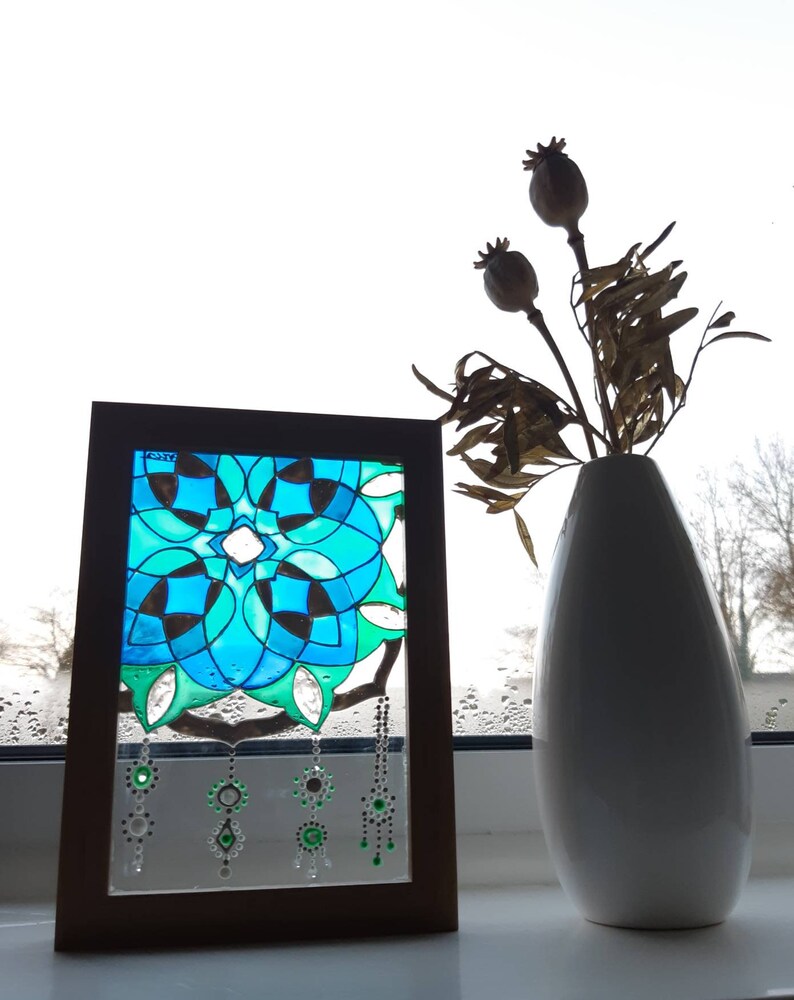 Suncatchers Mandala Suncatcher Painted Glass Suncatcher Etsy UK
