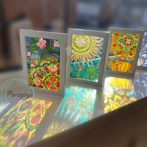 Four seasons suncatchers, hand painted glass seasons, mandala suncatcher, glass art, glass painting