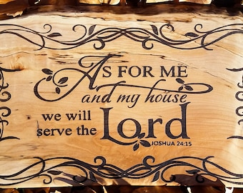 Scripture Wall Art, Joshua 24:15 Verse Sign, Pastor Gift, Rustic Wood Home Decor