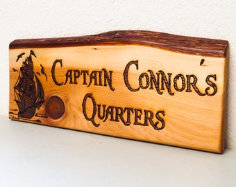 CAPTAINS QUARTERS Pirate Sign Skull Sword Ship Beach Bar Boat Sailing Home  Decor