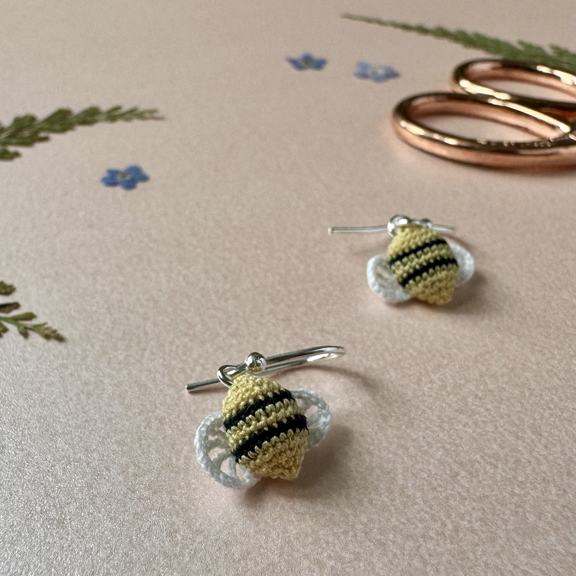 Bumblebee Micro Crochet Earrings, Bee Gifts for Her