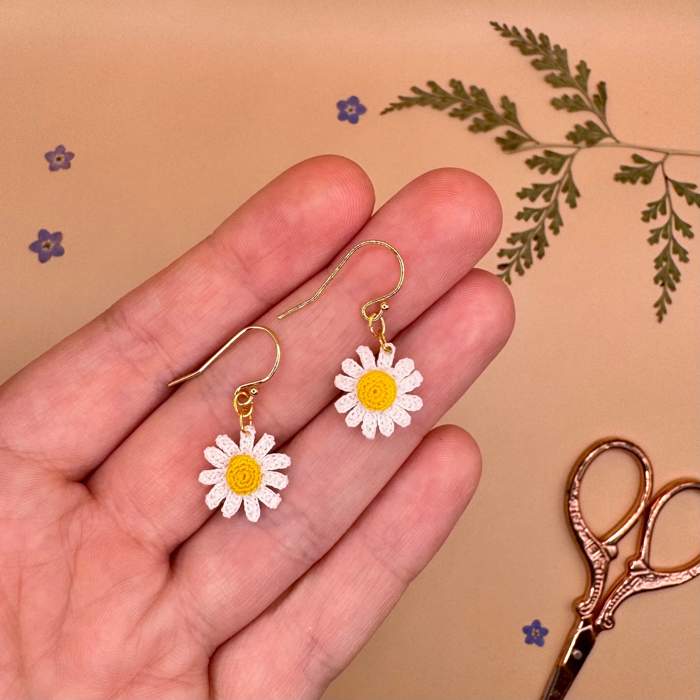 新規購入 Gold 14ct Earrings, Daisy Gold Filled Micro Jewelry, Daisy ピアス