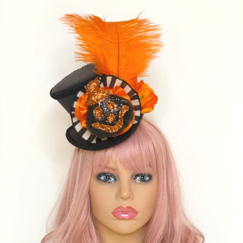Vintage inspired Halloween mini top hat. Tea Party hat. Alice in