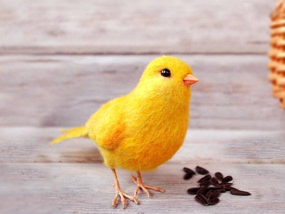 Needle Felted Bird Canary Bird Sculpture Realistic Etsy
