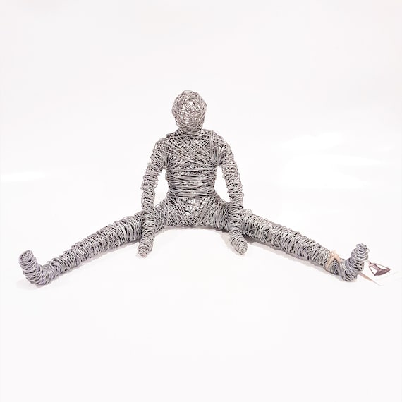 Upavistha Konasana Yoga Wide Angle Seated Pose Iron Wire Handmade Sculpture  for Home Decor 