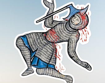 Medieval funny knight sticker