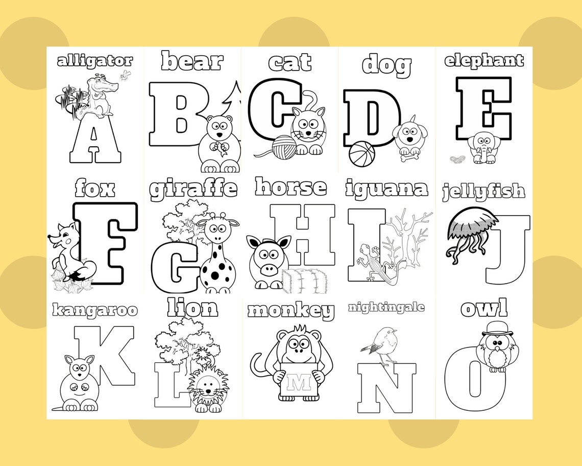 animal alphabet classroom printables printable colouring
