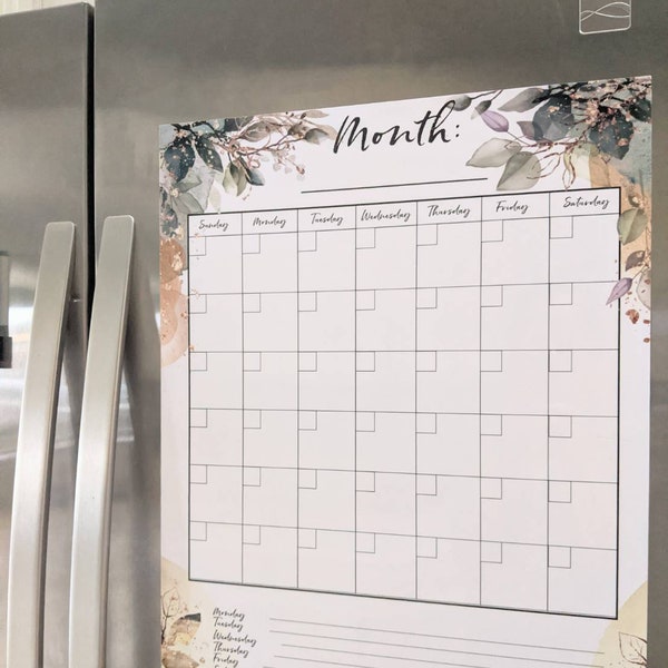 Dry Erase Whiteboard Calendar for Fridge, Magnetic Dry Erase Calendar Board Planner for Meals, Notes, Mementos