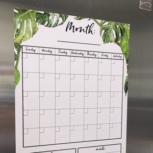 Dry Erase Whiteboard Kitchen Calendar for Fridge, Magnetic Refrigerator Board, Boho Wall Decor, Whiteboard Calendar for Wall 11' × 16
