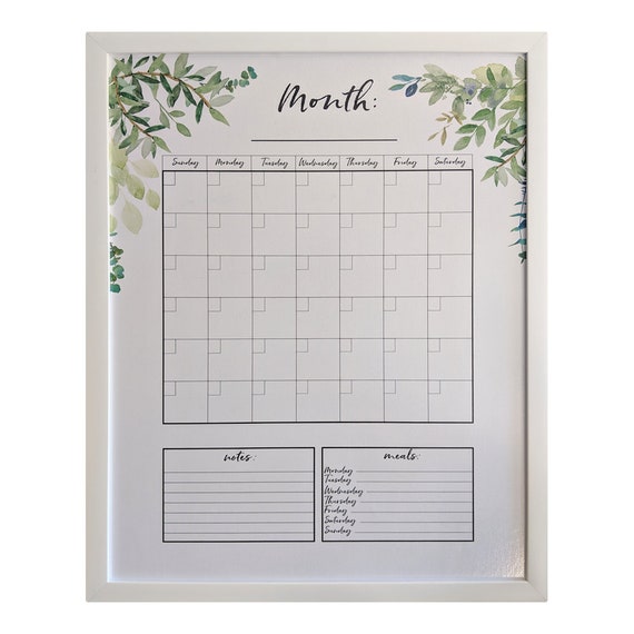 Framed Dry Erase Whiteboard Calendar for Wall, Monthly Planner 