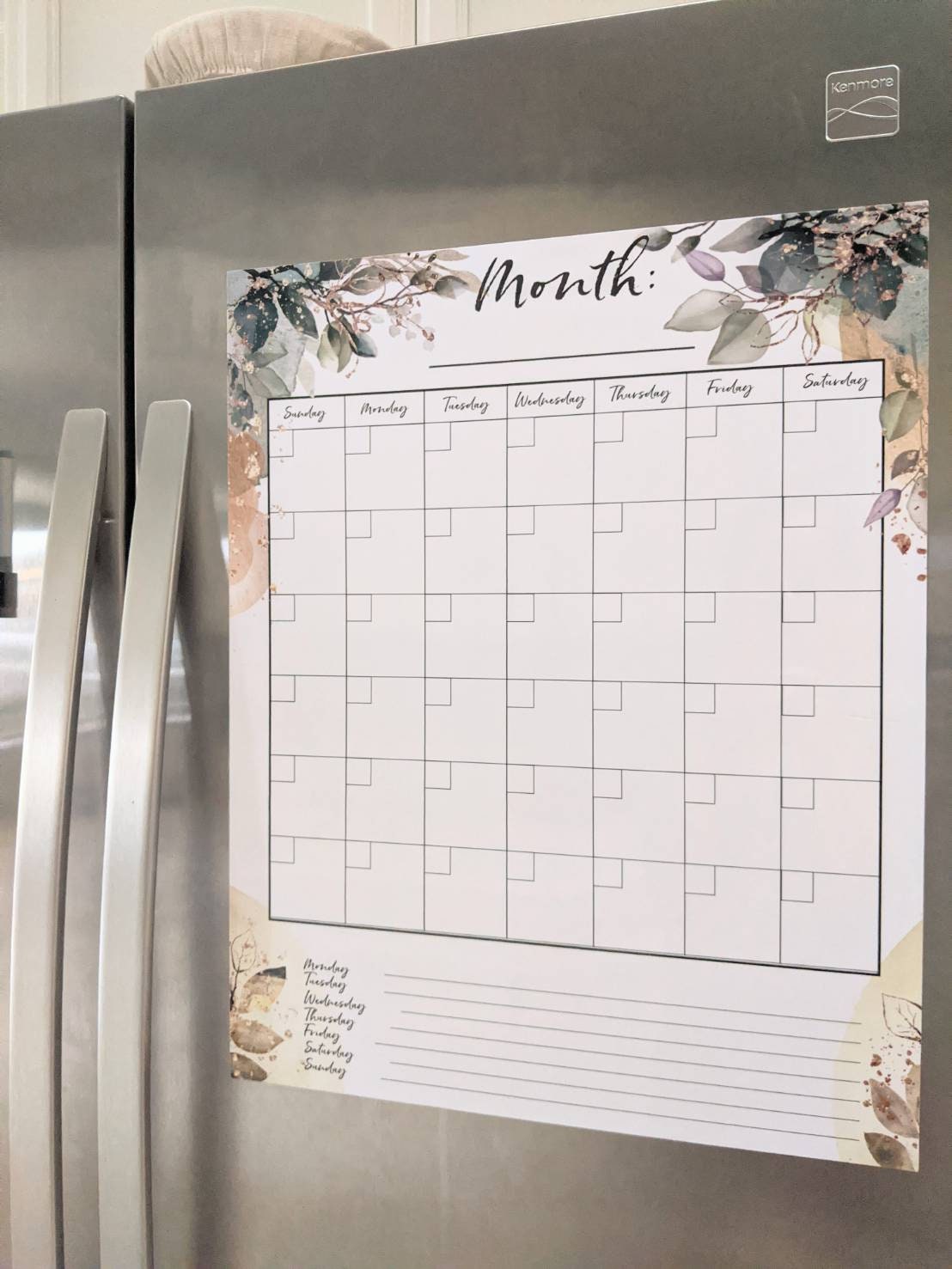 Erase Whiteboard Calendar for Fridge Magnetic Dry Erase Etsy