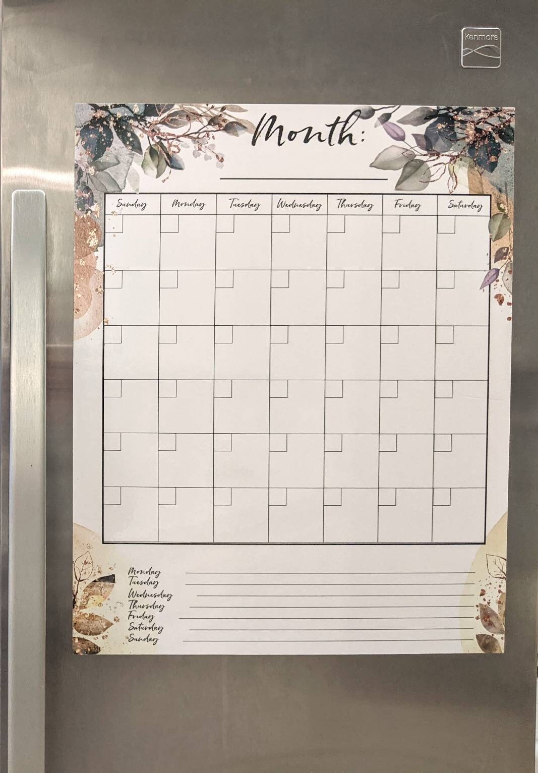 Dry Erase Whiteboard Calendar for Fridge Magnetic Dry Erase Etsy