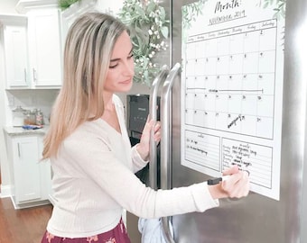 Calendario magnetico per frigorifero e lavagna bianca, decorazione per cucina in stile rustico (16x20)