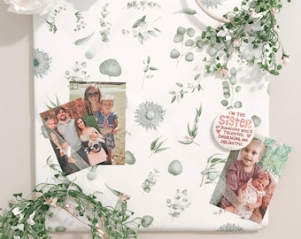 Eucalyptus Canvas Memory Board, French Memo Picture Board, Wedding Decor