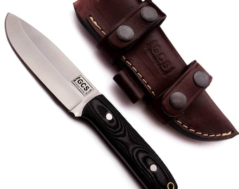 Handmade D2 Steel Hunting Knife: G10 Handle, Leather Sheath