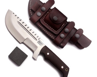 Handmade D2 Steel Tracker Knife: G10 Handle, Leather Scout Carry
