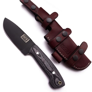 Handmade D2 Tool Steel Hunting Knife with Leather Sheath