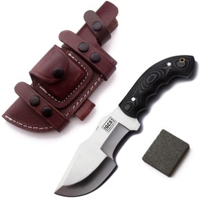 Handmade D2 Tool Steel Hunting Knife: G10 Handle, Leather Sheath