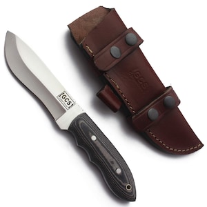 Handmade D2 Tool Steel Hunting Knife with Leather Sheath