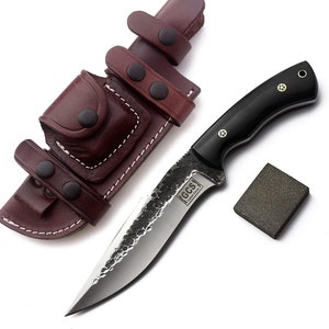 GCS Custom Handmade D2 steel Hunting Knife G10 Handle with Right Hand Scout Carry leather Sheath and Sharpening Stone for Hunting GCS 240 image 2