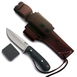 Handmade D2 Steel Hunting Knife: Micarta Handle, Leather Sheath