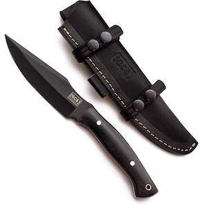 GCS handmade Hunting Knife Micarta Handle D2 Tool Steel Tactical knife Survival Knife Right Hand Front Cross Draw Buffalo-Hide leather
