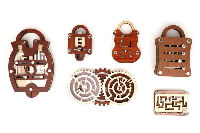 6 Escape Room Puzzle Set brain teaser mazes & locks with Etsy