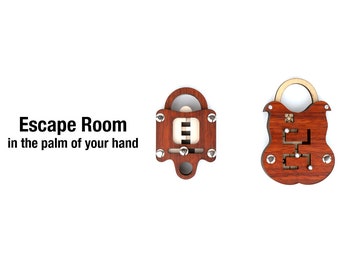 2 Escape Room Puzzle Locks Set - Brain teaser puzzle locks with secret opening, Constantin Puzzles, for serious puzzlers, puzzle for adults