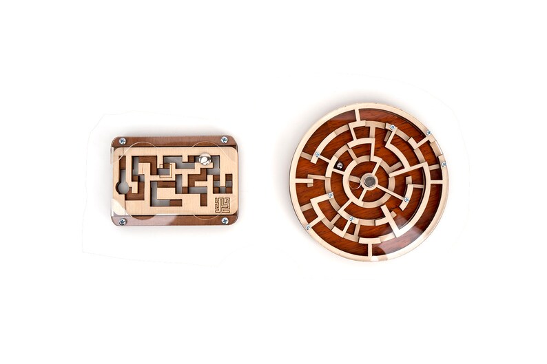 2 escape room maze and labyrinth puzzle set 1 brain teaser etsy