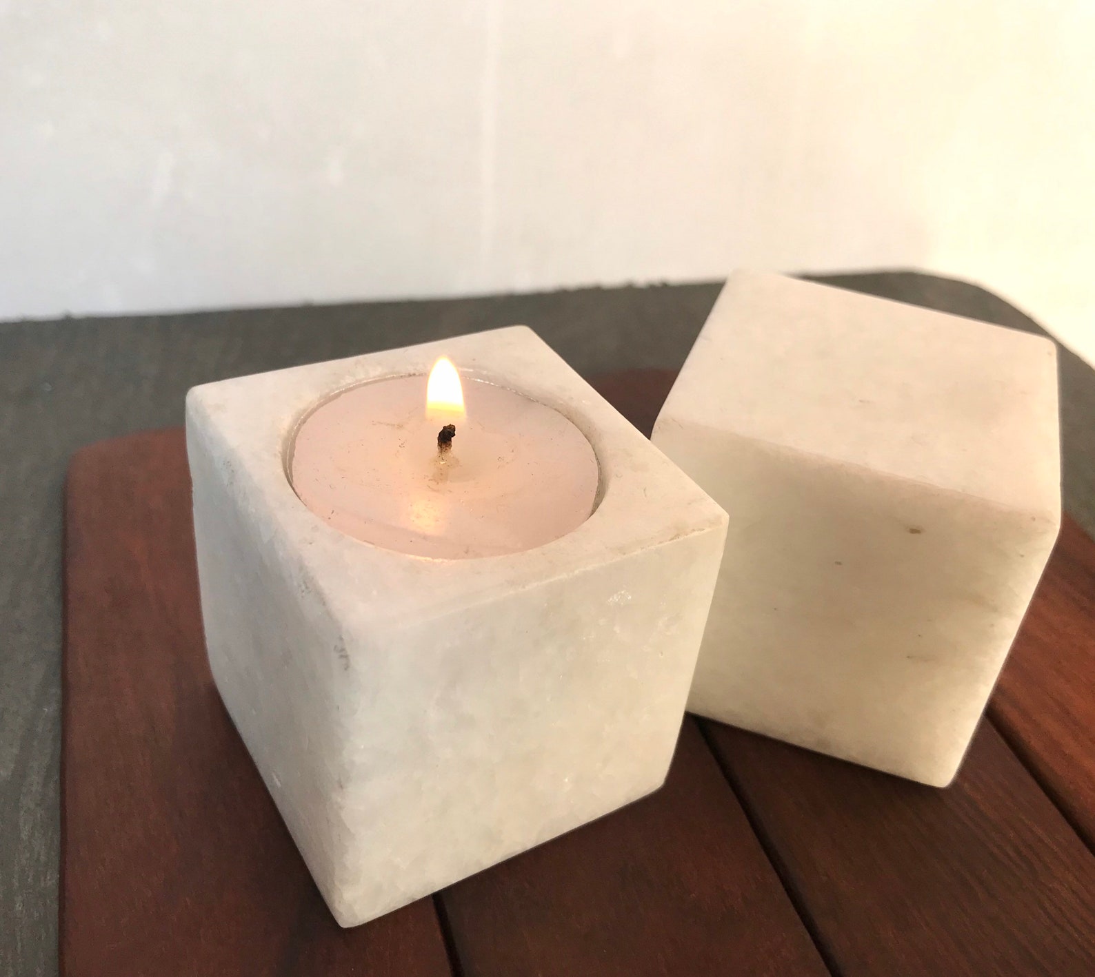Marble Candle holder Cube Beautiful handmade white marble Etsy