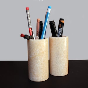 Marble Pencil Cup, Vintage Marble Pen cup, Handmade Pen holder, Office Desk Decor Set, Pencil Holder, Toothbrush Cup, Bathroom decor set