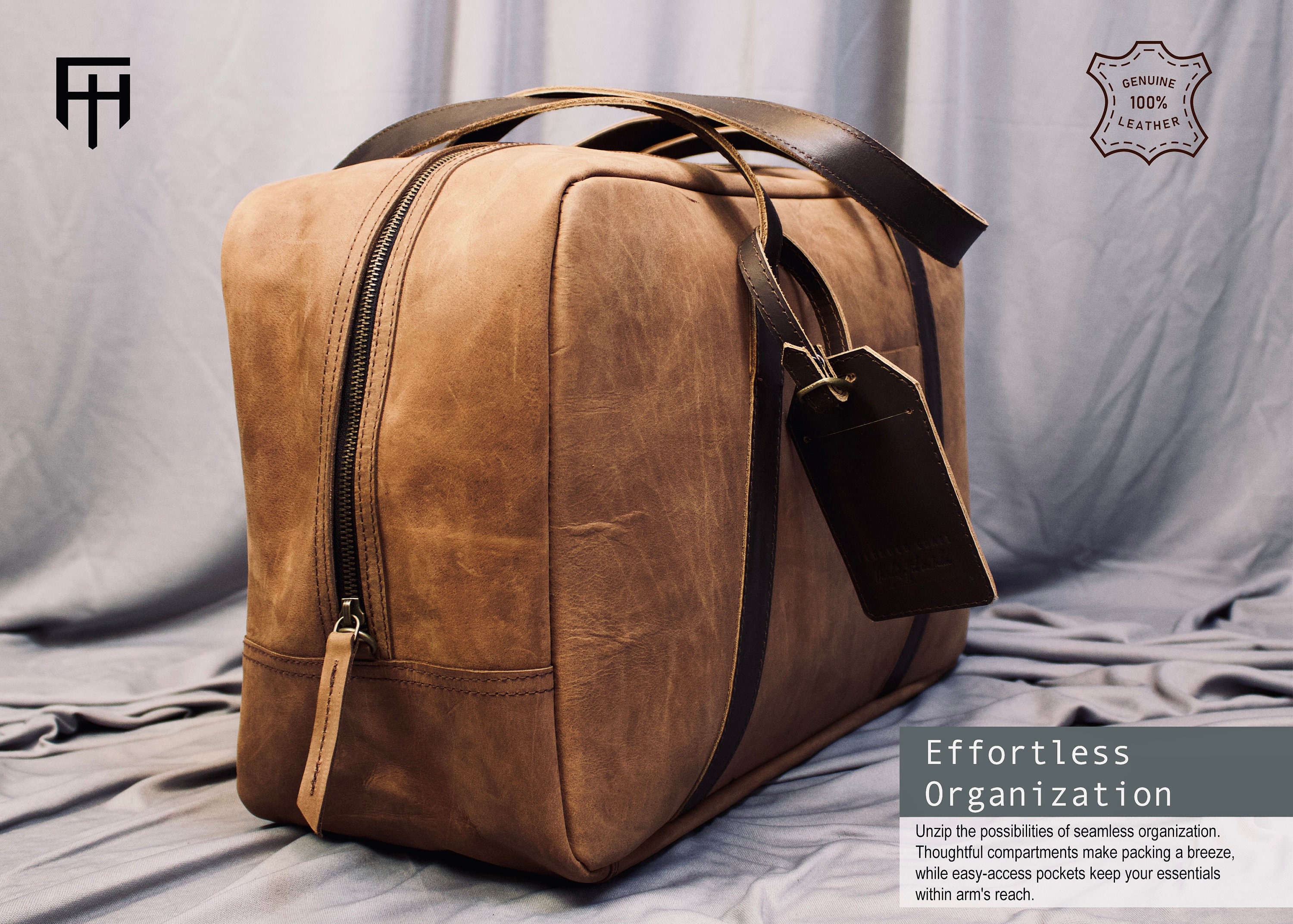 Sac De Week-end Vintage Cuir Marron Homme - 25 Pouces - Fait Main Inde
