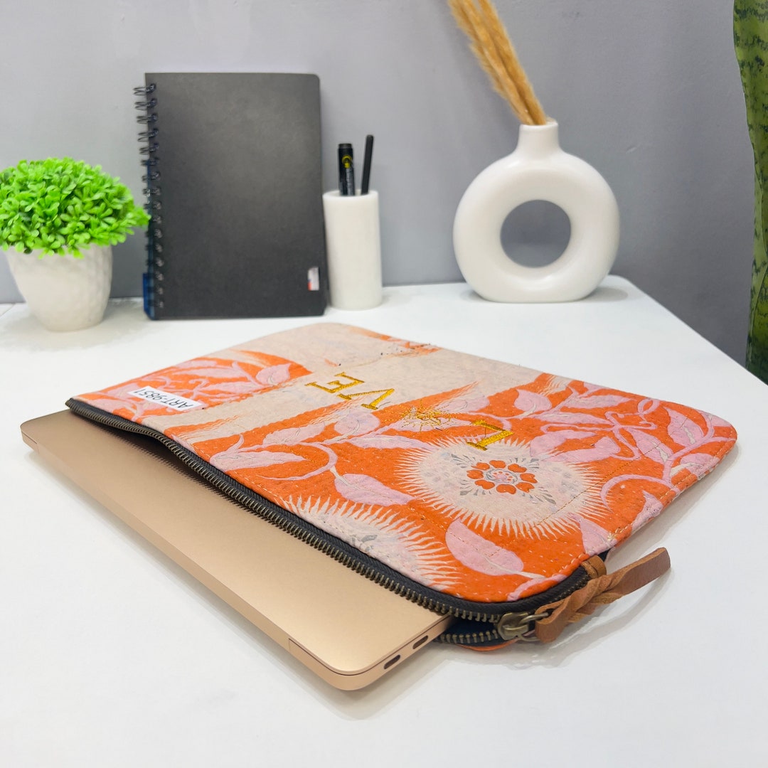 MacBook Sleeve 13inches, Vintage Kantha MacBook Cover, Recycled Old